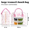 image:imageFit amp Fresh Bloomington Lunch Bag for Women  Insulated Large Lunch Box for Work with Containers LeakResistant Gingham TanSweet Floral Bows