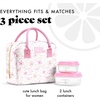 image:imageFit amp Fresh Bloomington Lunch Bag for Women  Insulated Large Lunch Box for Work with Containers LeakResistant Gingham TanSweet Floral Bows