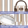 image:imageFit amp Fresh Bloomington Lunch Bag for Women  Insulated Large Lunch Box for Work with Containers LeakResistant Gingham TanTaupe Stripe