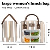 image:imageFit amp Fresh Bloomington Lunch Bag for Women  Insulated Large Lunch Box for Work with Containers LeakResistant Gingham TanTaupe Stripe