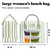 image:imageFit amp Fresh Bloomington Lunch Bag for Women  Insulated Large Lunch Box for Work with Containers LeakResistant Gingham TanThick Stripe Sage