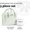 image:imageFit amp Fresh Bloomington Lunch Bag for Women  Insulated Large Lunch Box for Work with Containers LeakResistant Gingham TanThick Stripe Sage