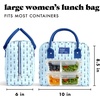 image:imageFit amp Fresh Bloomington Lunch Bag for Women  Insulated Large Lunch Box for Work with Containers LeakResistant Gingham TanTiny Blue Flowers
