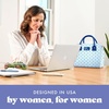 image:imageFit amp Fresh Bloomington Lunch Bag for Women  Insulated Large Lunch Box for Work with Containers LeakResistant Gingham TanTiny Blue Flowers