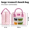 image:imageFit amp Fresh Bloomington Lunch Bag for Women  Insulated Large Lunch Box for Work with Containers LeakResistant Gingham TanTiny Pink Hearts