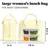 image:imageFit amp Fresh Bloomington Lunch Bag for Women  Insulated Large Lunch Box for Work with Containers LeakResistant Gingham TanYellow Tiny Flowers