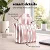 image:imageFit amp Fresh Remi Lunch Bag for Women Work  Neoprene Lunch Tote with Containers amp Ice Pack Reusable Meal Prep Lunch Box Large Capacity Machine WashablePink Chunky Stripe