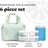 image:imageFit amp Fresh Remi Lunch Bag for Women Work  Neoprene Lunch Tote with Containers amp Ice Pack Reusable Meal Prep Lunch Box Large Capacity Machine WashableSage Flower Block