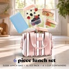 image:imageFit amp Fresh Remi Lunch Bag for Women Work  Neoprene Lunch Tote with Containers amp Ice Pack Reusable Meal Prep Lunch Box Large Capacity Machine WashablePink Chunky Stripe