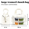 image:imageFit amp Fresh Remi Lunch Bag for Women Work  Neoprene Lunch Tote with Containers amp Ice Pack Reusable Meal Prep Lunch Box Large Capacity Machine WashableIvory Stripe
