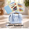 image:imageFit amp Fresh Remi Lunch Bag for Women Work  Neoprene Lunch Tote with Containers amp Ice Pack Reusable Meal Prep Lunch Box Large Capacity Machine WashableBlue Vintage Flowers