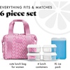 image:imageFit amp Fresh Remi Lunch Bag for Women Work  Neoprene Lunch Tote with Containers amp Ice Pack Reusable Meal Prep Lunch Box Large Capacity Machine WashableSweet Pink Block
