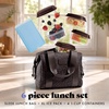 image:imageFit amp Fresh Remi Lunch Bag for Women Work  Neoprene Lunch Tote with Containers amp Ice Pack Reusable Meal Prep Lunch Box Large Capacity Machine WashableChocolate Feline Fine