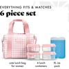 image:imageFit amp Fresh Remi Lunch Bag for Women Work  Neoprene Lunch Tote with Containers amp Ice Pack Reusable Meal Prep Lunch Box Large Capacity Machine WashablePink Gingham