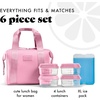 image:imageFit amp Fresh Remi Lunch Bag for Women Work  Neoprene Lunch Tote with Containers amp Ice Pack Reusable Meal Prep Lunch Box Large Capacity Machine WashablePink