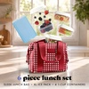 image:imageFit amp Fresh Remi Lunch Bag for Women Work  Neoprene Lunch Tote with Containers amp Ice Pack Reusable Meal Prep Lunch Box Large Capacity Machine WashableRed Gingham