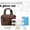 image:imageFit amp Fresh Remi Lunch Bag for Women Work  Neoprene Lunch Tote with Containers amp Ice Pack Reusable Meal Prep Lunch Box Large Capacity Machine WashableDark Chocolate