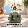 image:imageFit amp Fresh Remi Lunch Bag for Women Work  Neoprene Lunch Tote with Containers amp Ice Pack Reusable Meal Prep Lunch Box Large Capacity Machine WashableOlive Green