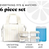 image:imageFit amp Fresh Remi Lunch Bag for Women Work  Neoprene Lunch Tote with Containers amp Ice Pack Reusable Meal Prep Lunch Box Large Capacity Machine WashableIvory Stripe
