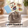 image:imageFit amp Fresh Remi Lunch Bag for Women Work  Neoprene Lunch Tote with Containers amp Ice Pack Reusable Meal Prep Lunch Box Large Capacity Machine WashableTaupe