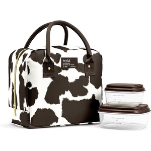 image:imageFit amp Fresh Bloomington Lunch Bag for Women  Insulated Large Lunch Box for Work with Containers LeakResistant Gingham TanBrown Cowhide