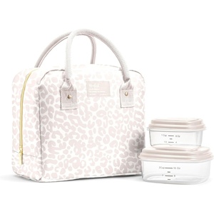 image:imageFit amp Fresh Bloomington Lunch Bag for Women  Insulated Large Lunch Box for Work with Containers LeakResistant Gingham TanFeline Fine Ivory