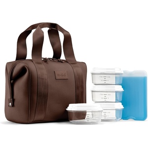 image:imageFit amp Fresh Remi Lunch Bag for Women Work  Neoprene Lunch Tote with Containers amp Ice Pack Reusable Meal Prep Lunch Box Large Capacity Machine WashableDark Chocolate