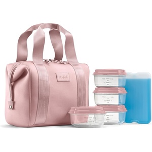 image:imageFit amp Fresh Remi Lunch Bag for Women Work  Neoprene Lunch Tote with Containers amp Ice Pack Reusable Meal Prep Lunch Box Large Capacity Machine WashableMauve