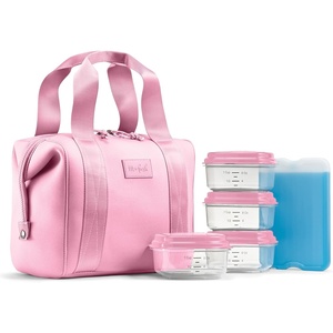 image:imageFit amp Fresh Remi Lunch Bag for Women Work  Neoprene Lunch Tote with Containers amp Ice Pack Reusable Meal Prep Lunch Box Large Capacity Machine WashablePink