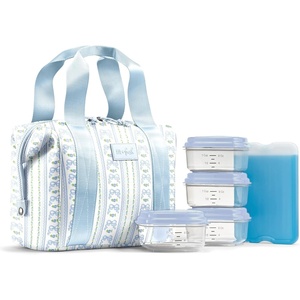 image:imageFit amp Fresh Remi Lunch Bag for Women Work  Neoprene Lunch Tote with Containers amp Ice Pack Reusable Meal Prep Lunch Box Large Capacity Machine WashableBlue Wallpaper Bows