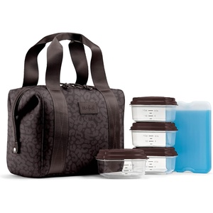 image:imageFit amp Fresh Remi Lunch Bag for Women Work  Neoprene Lunch Tote with Containers amp Ice Pack Reusable Meal Prep Lunch Box Large Capacity Machine WashableChocolate Feline Fine