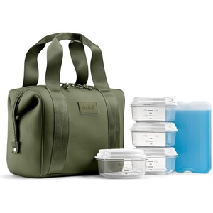 image:imageFit amp Fresh Remi Lunch Bag for Women Work  Neoprene Lunch Tote with Containers amp Ice Pack Reusable Meal Prep Lunch Box Large Capacity Machine WashableOlive Green